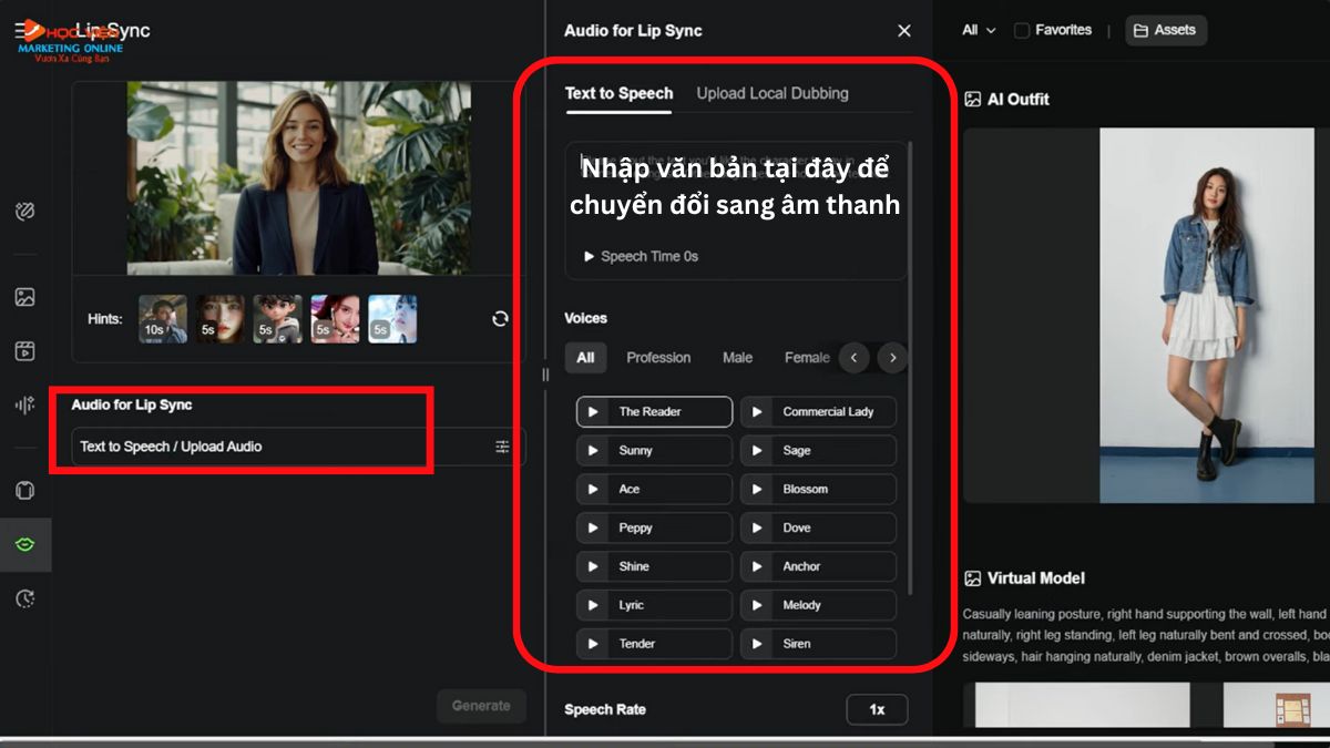 Nhép miệng cho video AI với Lipsync bước 3.1