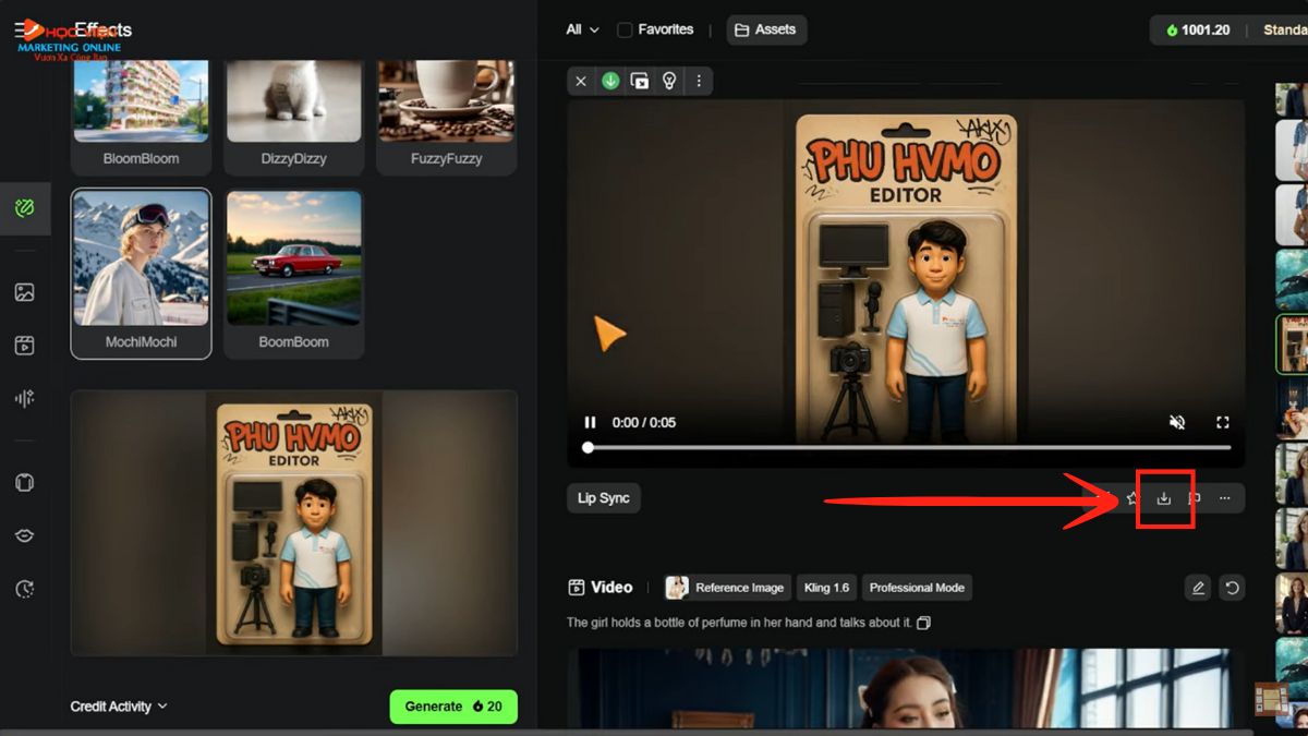 Hướng dẫn cách sử dụng Kling AI miễn phí và chi tiết- Tạo hiệu ứng video với AI Effect bước 4