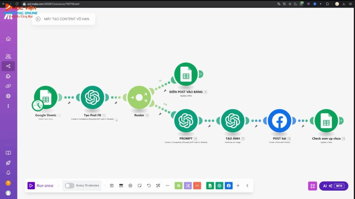 Khóa học AI Automation Make - Tự động đăng bài viết lên Social Media