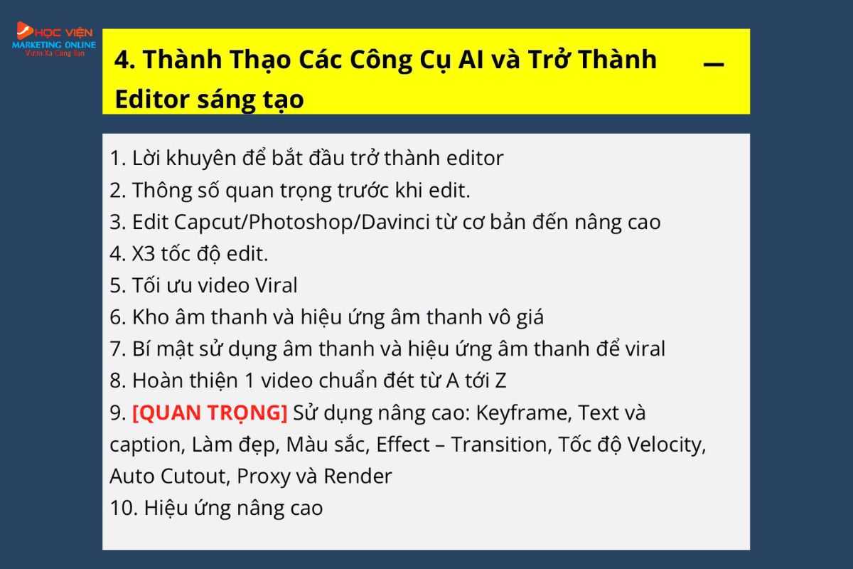 Nội dung khóa học trí tuệ nhân tạo AI buổi 4