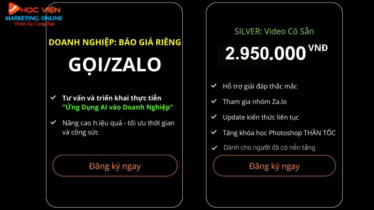 Bảng giá khóa học AI Conversion tại HVMO