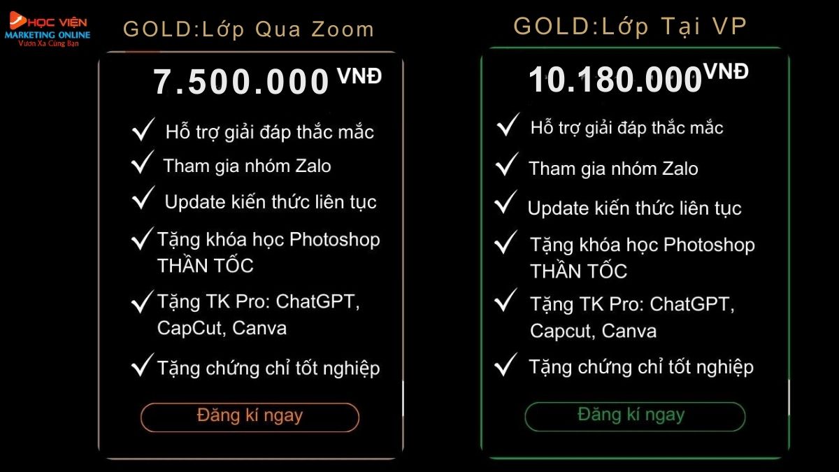 Bảng giá khóa học AI Conversion tại HVMO 2