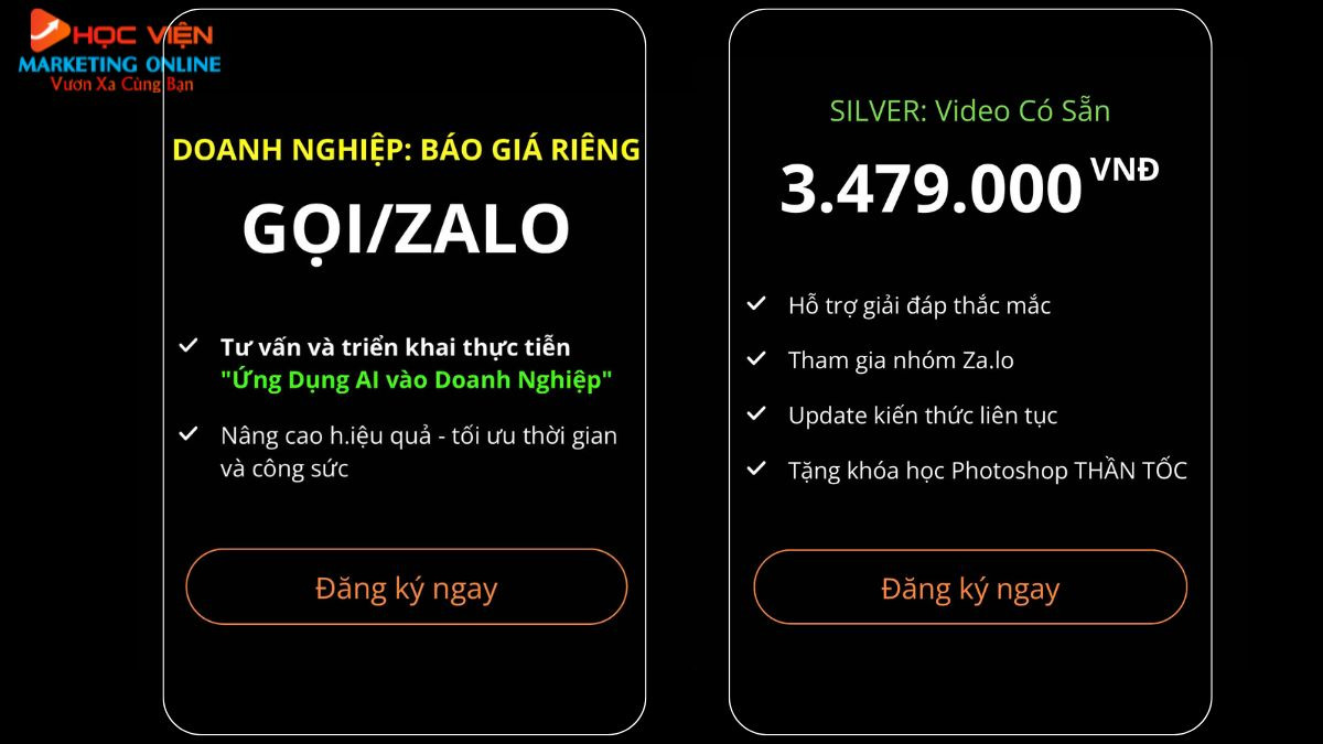 Thông tin chi phí và ưu đãi khóa học AI