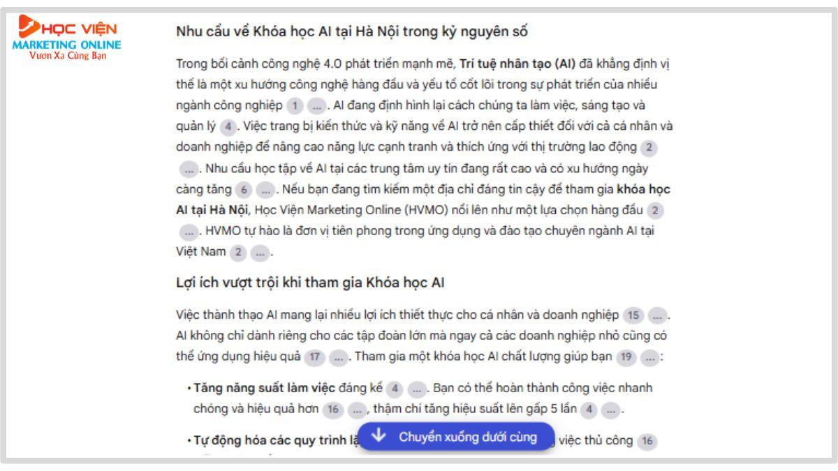 Nội dung khóa học AI cho doanh nghiệp tại HVMO- Sáng tạo content viral