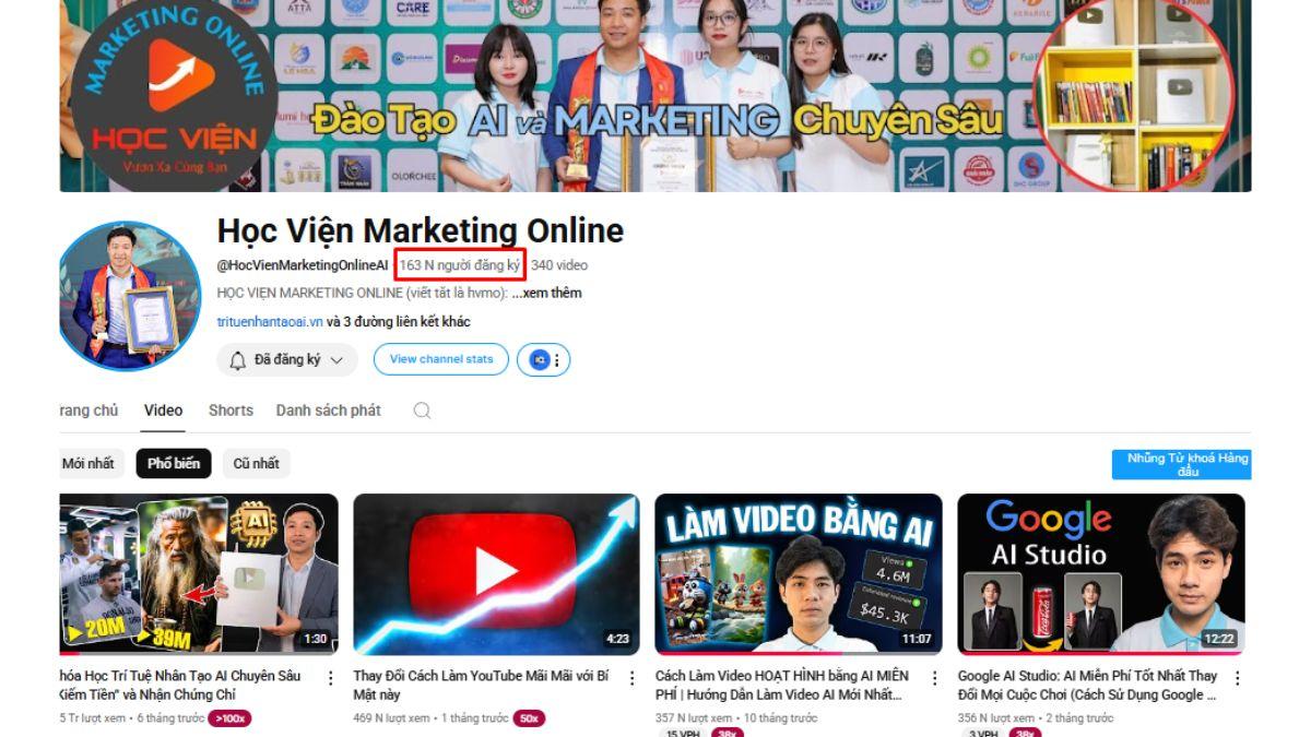 HVMO Trung Tâm Đào Tạo AI Uy Tín Tại Lai Châu- Kênh Youtube nhiều lượt sub