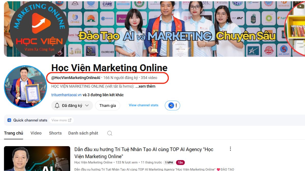Khóa Học AI Tại Quận 10 Online/Offline Của HVMO- Thành tích nổi bật trên Youtube