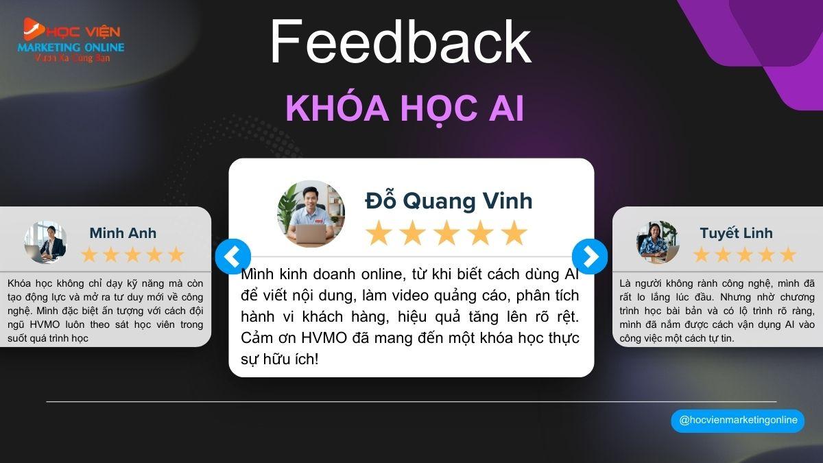 Feedback của học viên kinh doanh online về kết quả tăng rõ rệt khi ứng dụng AI