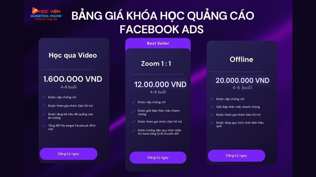 Học phí khóa học chạy quảng cáo trên Facebook