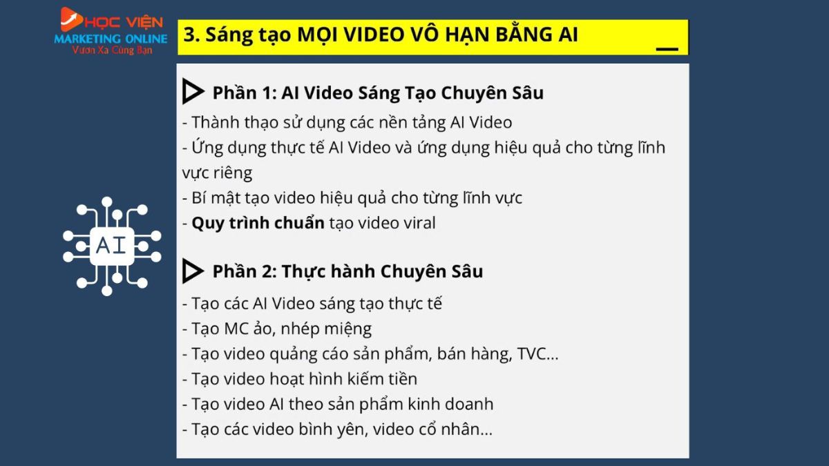 Nội dung khóa học kiếm tiền bằng AI buổi 3