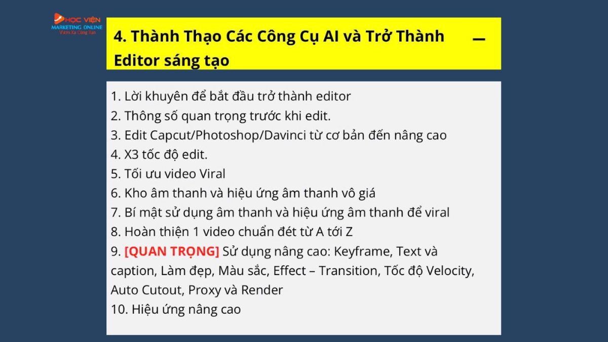 Nội dung khóa học kiếm tiền bằng AI buổi 4