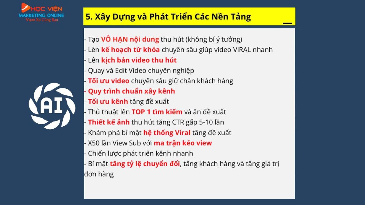 Nội dung khóa học kiếm tiền bằng AI buổi 5