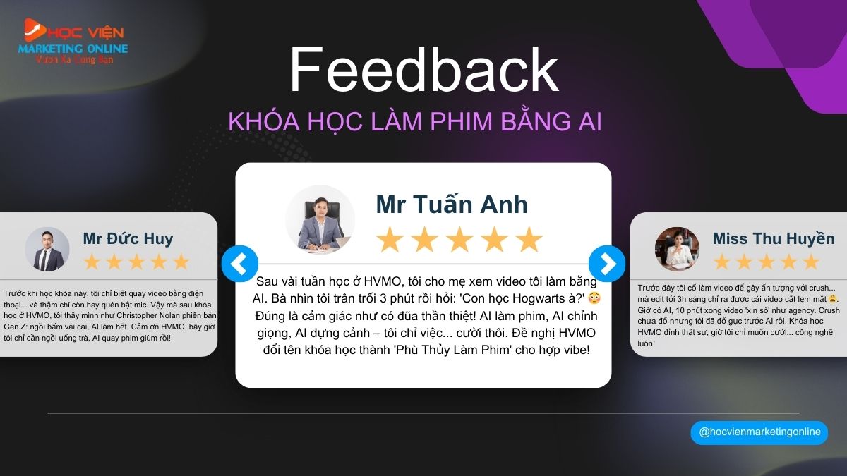 Đánh giá của học viên về khóa học làm phim AI tại HVMO