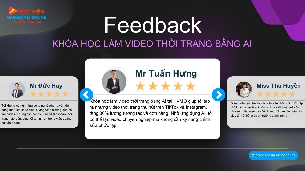 Đánh giá của học viên về khóa học làm video thời trang bằng AI