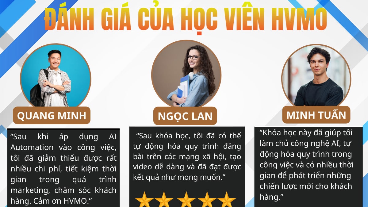 Feedback của học viên đã tham gia học Make AI Automation tại HVMO