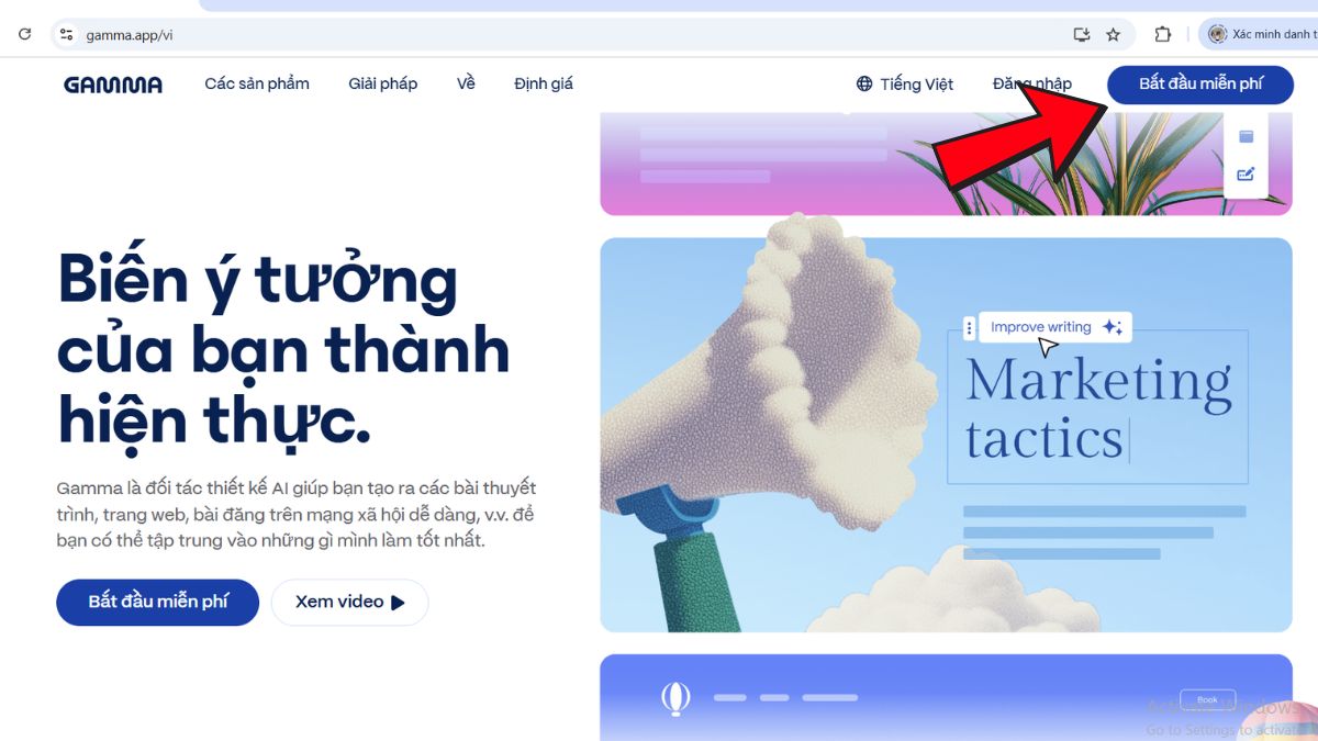 Quy trình thiết kế bài thuyết trình bằng Gamma AI bước 1