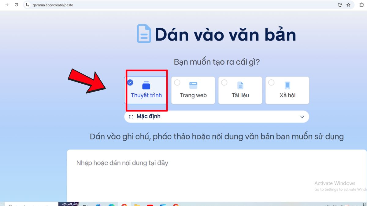 Quy trình thiết kế bài thuyết trình bằng Gamma AI bước 3.1