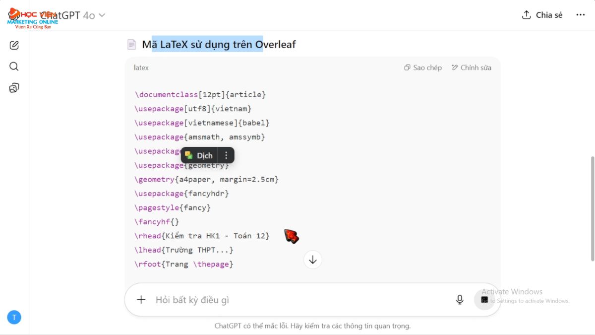 Quy trình tạo bài kiểm tra bằng AI + LaTeX bước 1.2
