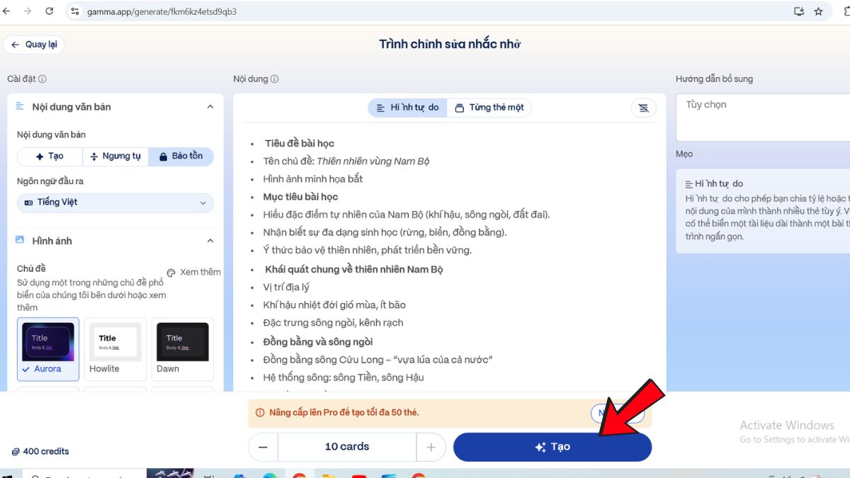 Quy trình thiết kế bài thuyết trình bằng Gamma AI bước 4.3