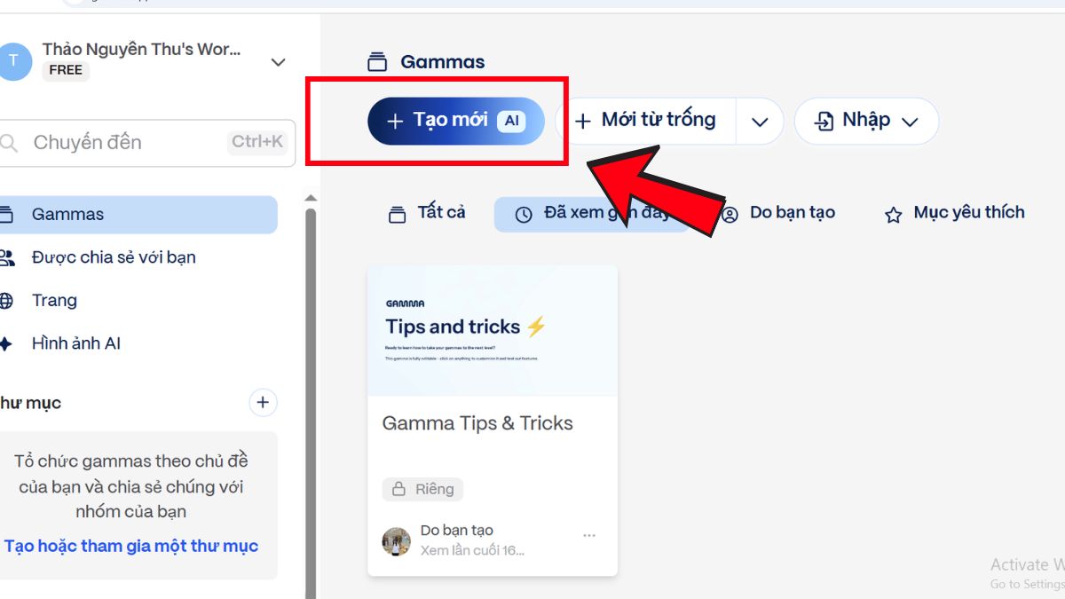Quy trình thiết kế bài thuyết trình bằng Gamma AI bước 2.1