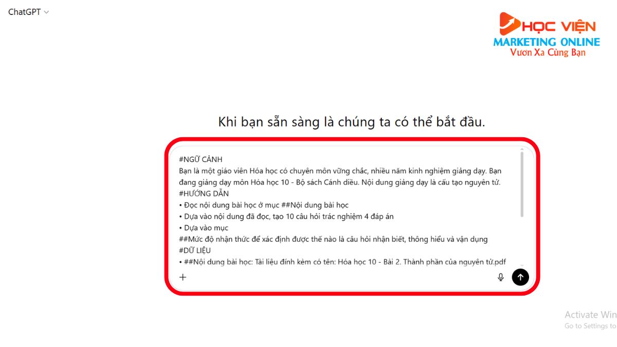 Quy Trình Tạo Đề Nâng Cao Bằng ChatGPT bước 2.1
