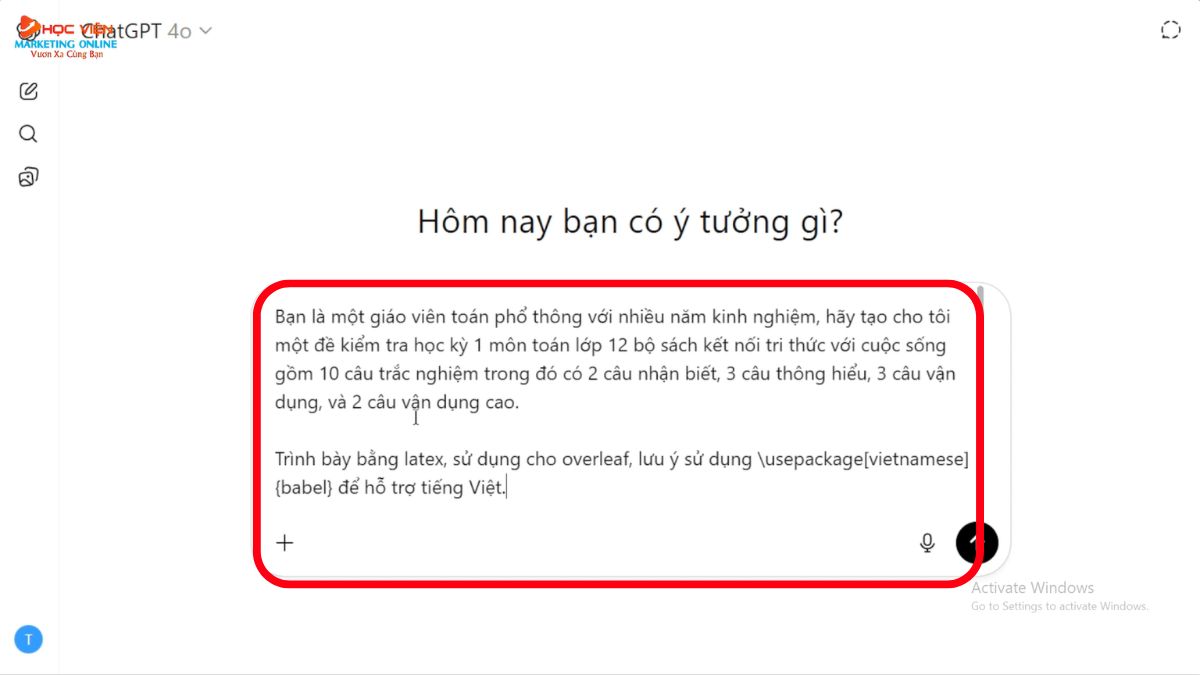 Quy trình tạo bài kiểm tra bằng AI + LaTeX bước 1.1