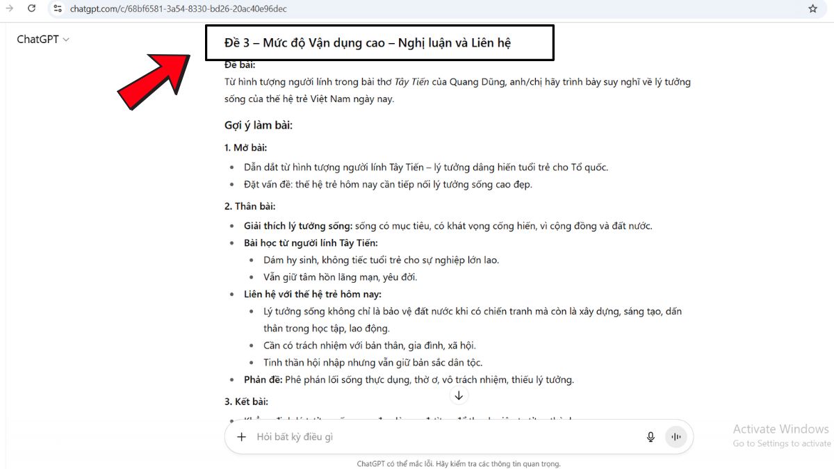 Quy trình tạo đề kiểm tra cơ bản bằng ChatGPT bước 3.3
