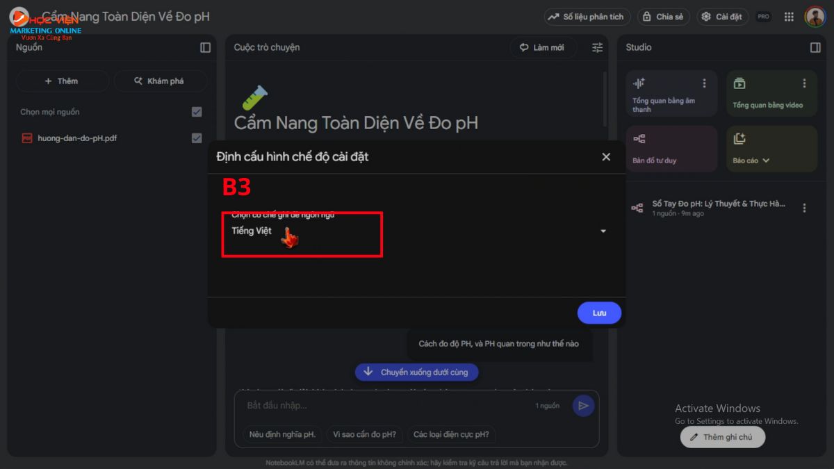 Tính Năng Chính Khi Phân Tích Và Tương Tác- Tùy chỉnh ngôn ngữ đầu ra tiếng Việt