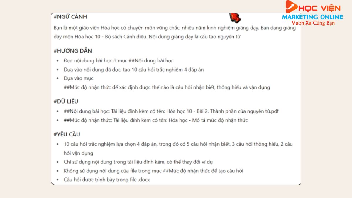 Quy Trình Tạo Đề Nâng Cao Bằng ChatGPT bước 1