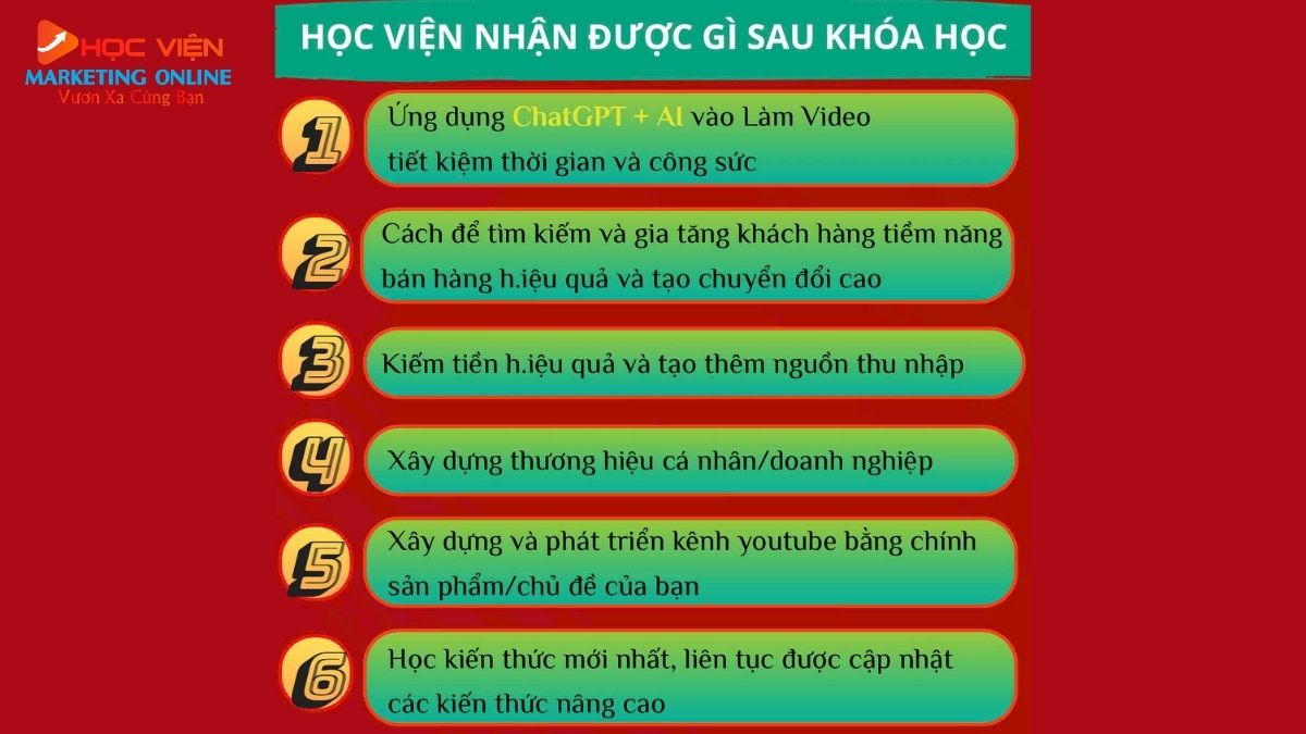 Học viên nhận được gì sau khóa học