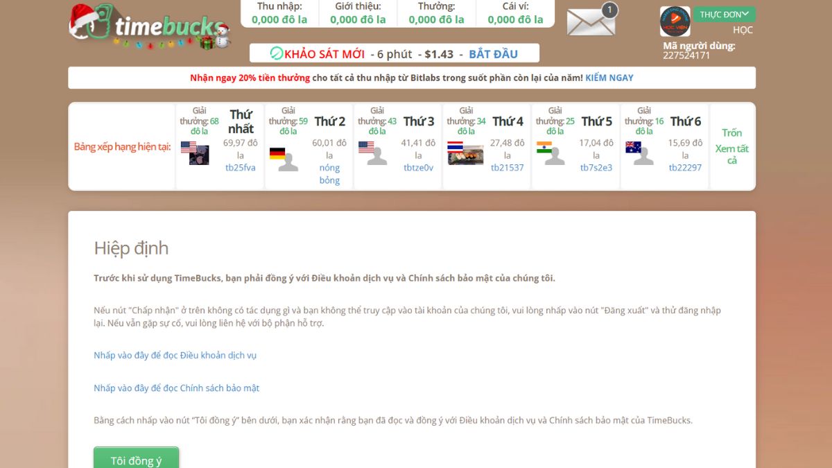 Trang Web Kiếm Tiền Qua Mạng Bằng Cách Xem Quảng Cáo- TimeBucks