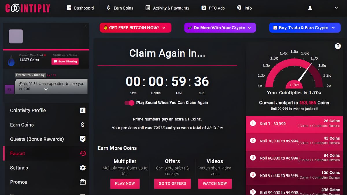 Trang Web Kiếm Tiền Qua Mạng Bằng Cách Xem Quảng Cáo- Cointiply