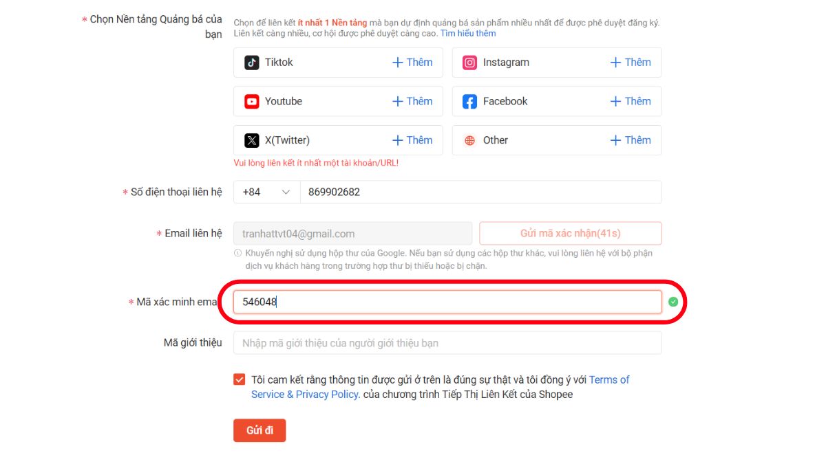 Cách Đăng Ký Làm Affiliate Shopee Kiếm Tiền bước 4