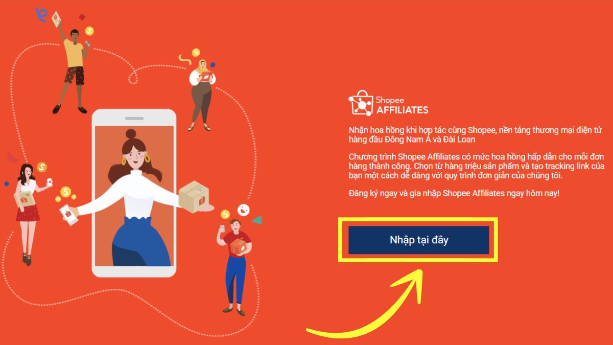 Cách Đăng Ký Làm Affiliate Shopee Kiếm Tiền bước 1