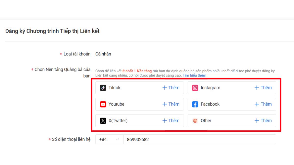 Cách Đăng Ký Làm Affiliate Shopee Kiếm Tiền bước 3.1