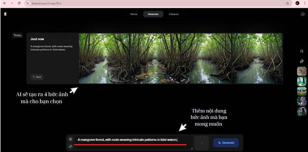 Hướng dẫn cách sử dụng Krea AI Generator free- tạo hình ảnh chất lượng cao bước 2