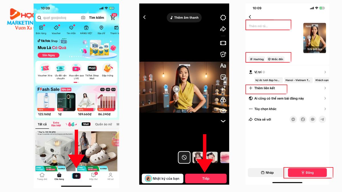 Bước 5: Xuất bản video và chèn liên kết sản phẩm 