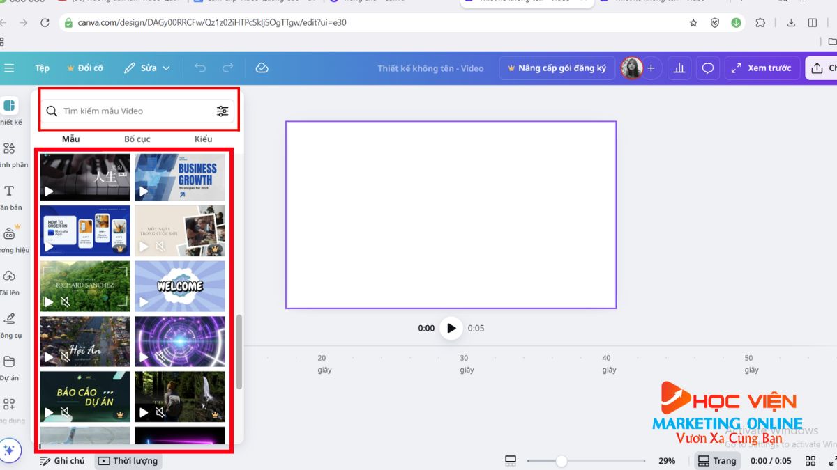 Hướng Dẫn Làm Clip Quảng Cáo Bằng Canva bước 3.1