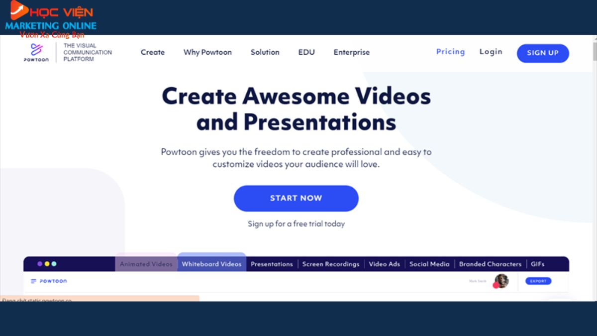 Website Powtoon Làm Video Quảng Cáo 