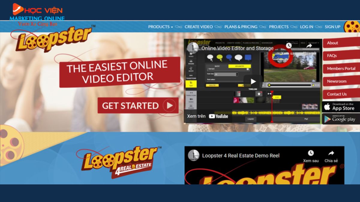 Website Loopster Làm Video Quảng Cáo 