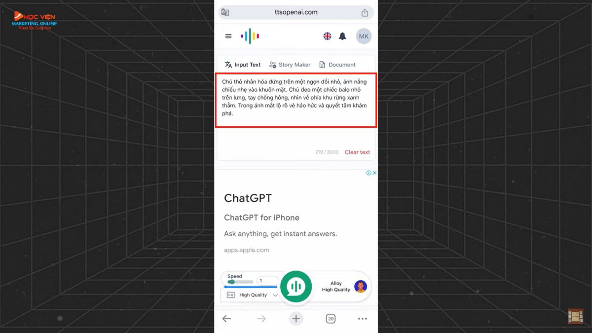 Tạo giọng đọc cho video bằng công cụ Text to Speech bước 2.2