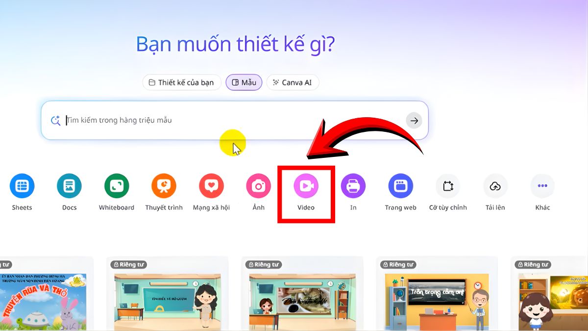 Hướng Dẫn Cách Làm Video Kể Chuyện Trên Canva- Biên tập video bước 1.1