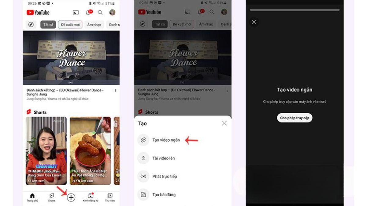 Tạo Video Ngắn Trực Tiếp Hoặc Tải Lên- Ghi trực tiếp trên ứng dụng Youtube