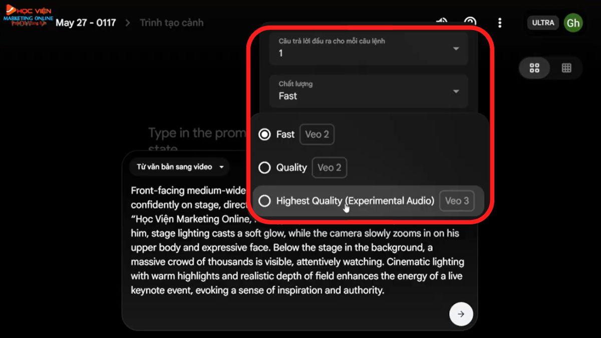 Cách Làm YouTube View Ngoại Bằng AI Với Google Veo 3- Cách sử dụng bước 2.5