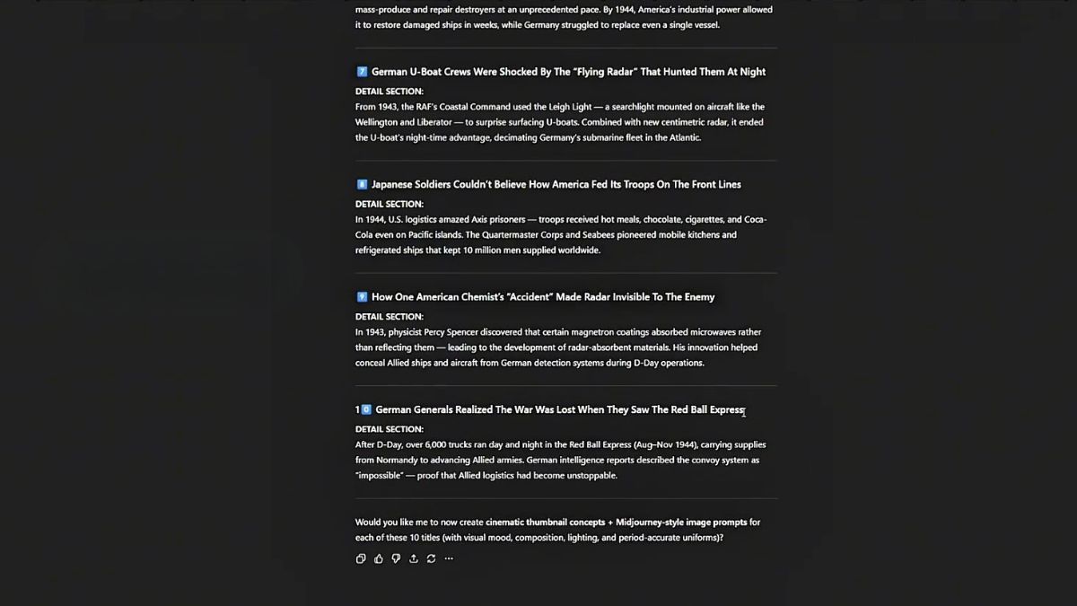 Cách Làm Youtube Kiếm Tiền View Ngoại Không Lộ Mặt Ngách Lịch Sử Quân Sự Bằng AI- Tạo kịch bản Bước 1.3