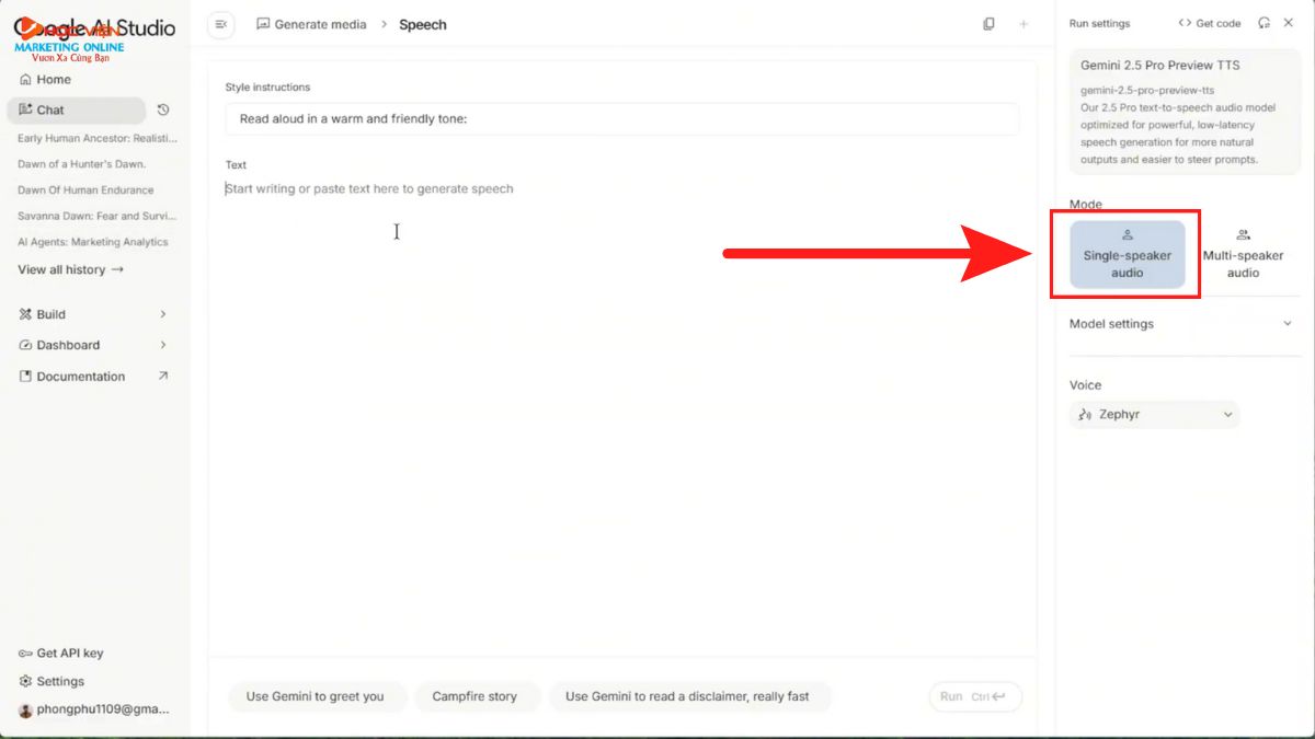 Hướng Dẫn Cách Làm Youtube Kiếm Tiền View Ngoại Không Lộ Mặt Ngách Thể Thao Bằng AI- Chuyển đổi văn bản sang giọng nói bước 2