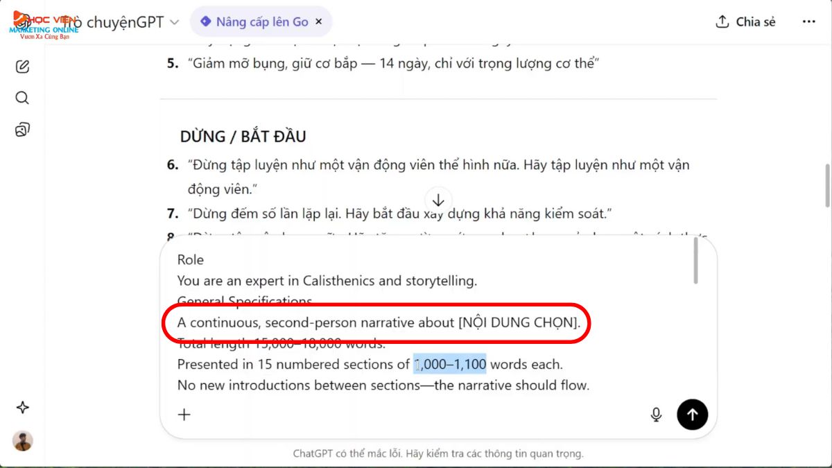 Hướng Dẫn Cách Làm Youtube Kiếm Tiền View Ngoại Không Lộ Mặt Ngách Thể Thao Bằng AI- Tạo kịch bản video bước 3