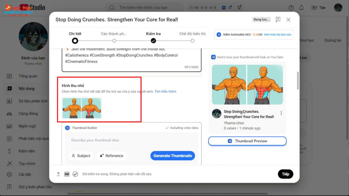 Hướng Dẫn Cách Làm Youtube Kiếm Tiền View Ngoại Không Lộ Mặt Ngách Thể Thao Bằng AI- Tối ưu và xuất bản bước 1.3