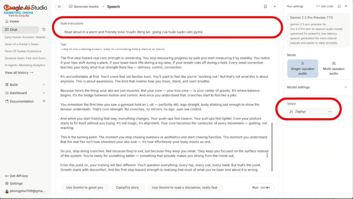 Hướng Dẫn Cách Làm Youtube Kiếm Tiền View Ngoại Không Lộ Mặt Ngách Thể Thao Bằng AI- Chuyển đổi văn bản sang giọng nói bước 4