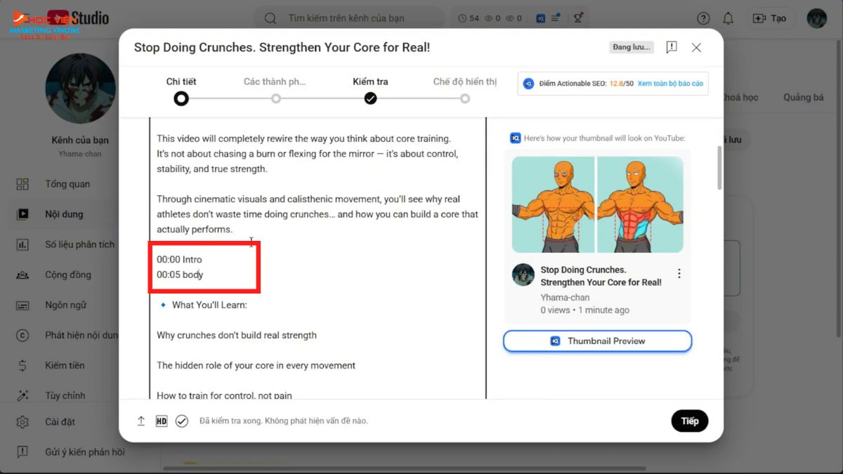 Hướng Dẫn Cách Làm Youtube Kiếm Tiền View Ngoại Không Lộ Mặt Ngách Thể Thao Bằng AI- Tối ưu và xuất bản bước 1.4