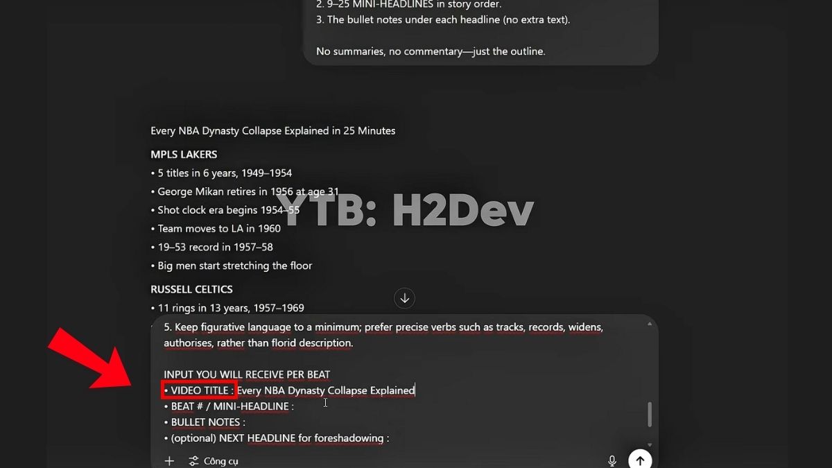 Hướng Dẫn Cách Làm YouTube View Ngoại Không Lộ Mặt Ngách Bóng Rổ Bằng AI- Tạo kịch bản bước 3.2